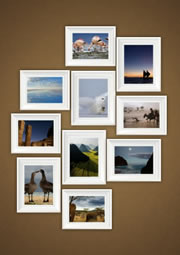 wall photo collage with white photo frame