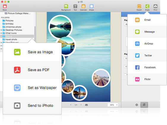 Export your photo collage in multiple ways