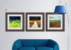 creative poster template with frames, sofa and lamp