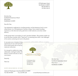 printable letter envelope with a tree at the top of the paper