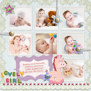 grid style of baby scrapbook template