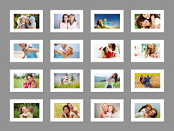 Make a grid collage with white photo frames