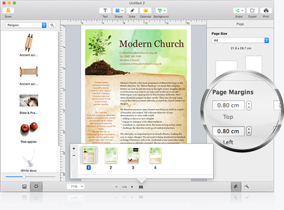 different margins on different pages mac pages
